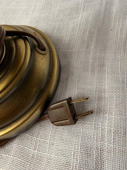 Vintage Brass Desk Lamp with Metal Shade | Ornate Turn-Key Switch