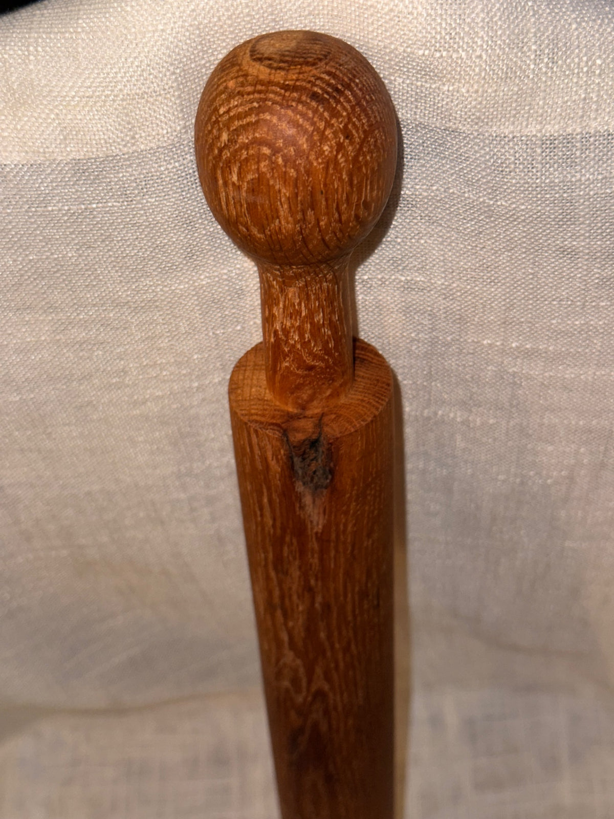 Primitive Turned Oak Wooden Rolling Pin | Vintage One-Piece Farmhouse Baker's Roller