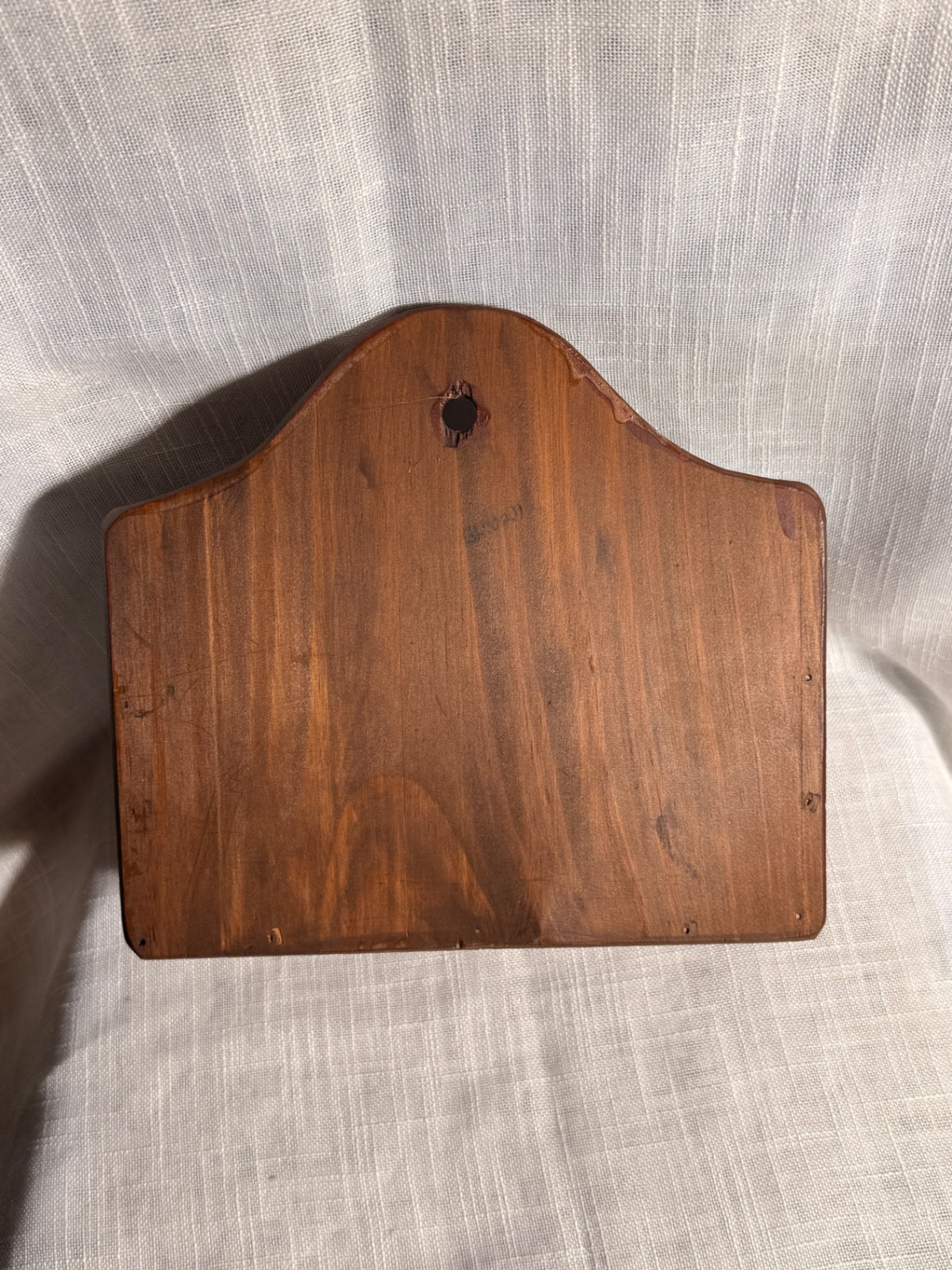 Vintage Primitive Red Wooden Wall Box | Folk Art Hand-Painted Saltbox House Mail Holder