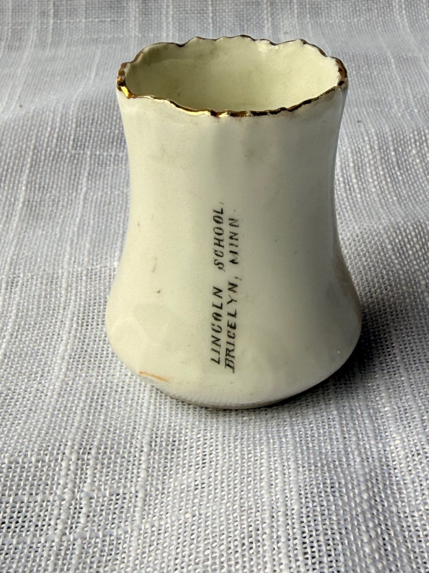 Antique "Made in Germany" Souvenir Toothpick Holder | Lincoln School, Bricelyn, MN