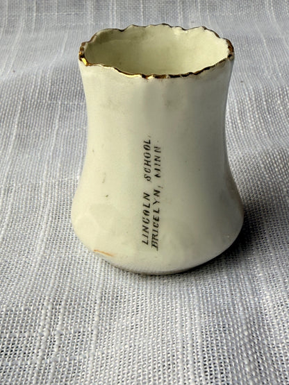 Antique "Made in Germany" Souvenir Toothpick Holder | Lincoln School, Bricelyn, MN