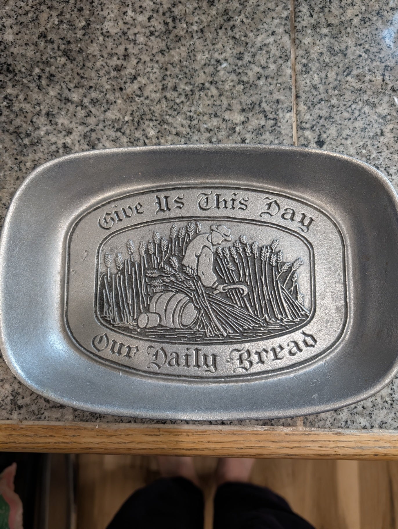 Vintage Pewter Daily Bread Platter