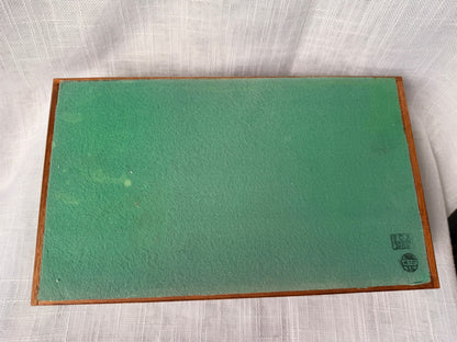 Vintage 1971 Made in Japan Wooden Jewelry Box | Ribbed Tambour Top & Red Velvet Interior