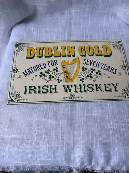 Vintage 1970s Dodo Designs "Dublin Gold Irish Whiskey" Porcelain Enamel Sign | Made in England