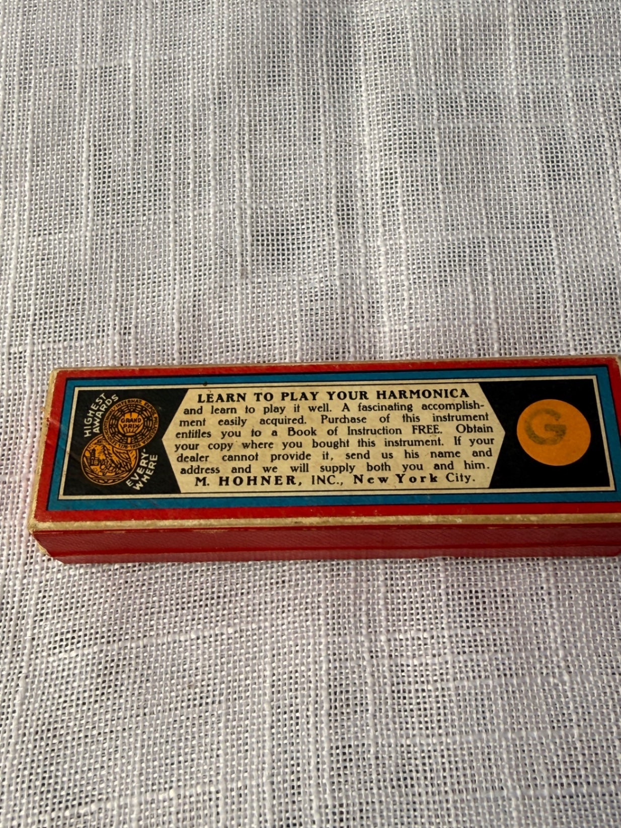 Vintage M. Hohner "Old Standby" Harmonica No. 34 B | Key of G | Made in Germany w/ Original Box