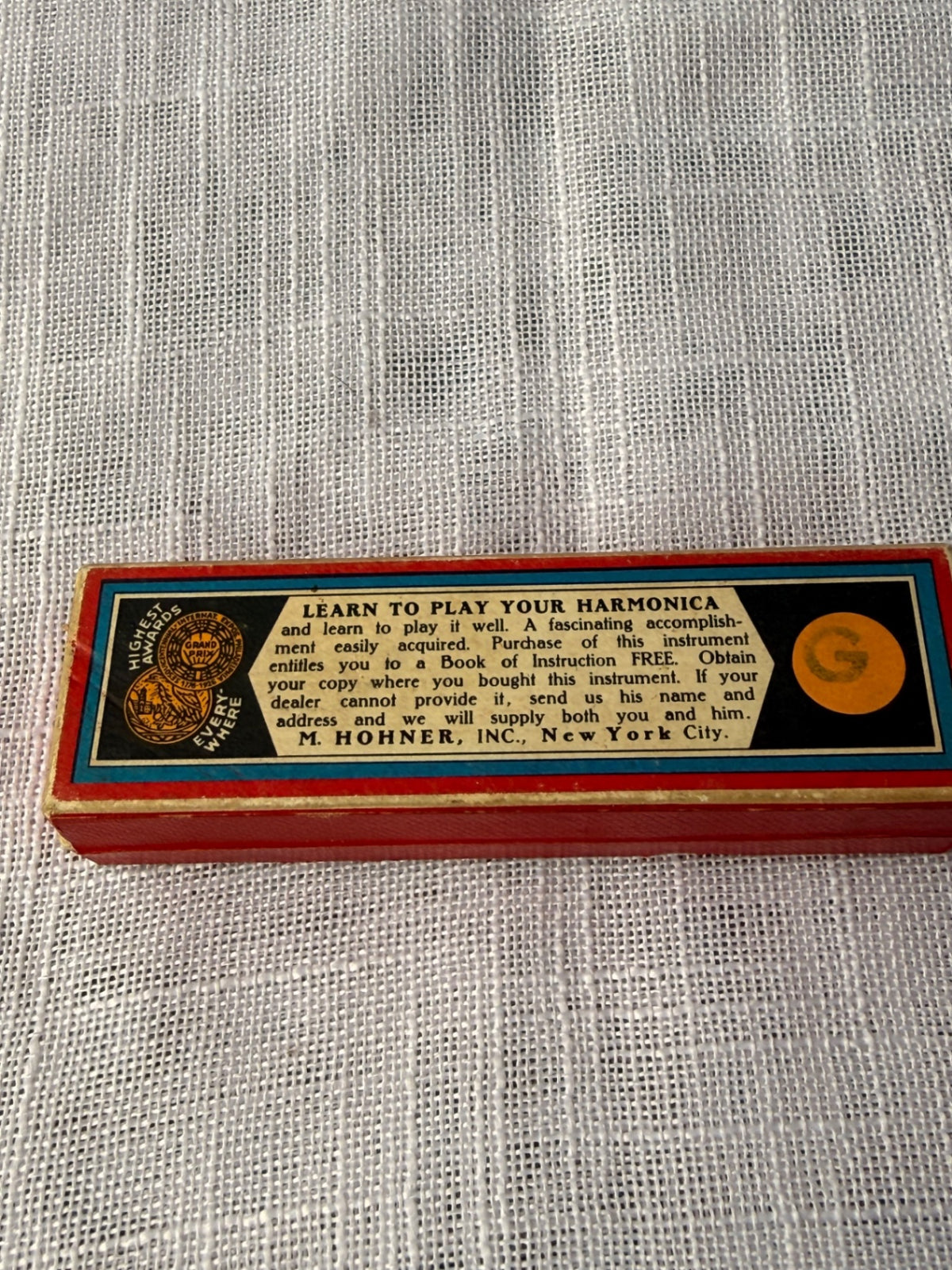 Vintage M. Hohner "Old Standby" Harmonica No. 34 B | Key of G | Made in Germany w/ Original Box