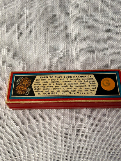 Vintage M. Hohner "Old Standby" Harmonica No. 34 B | Key of G | Made in Germany w/ Original Box