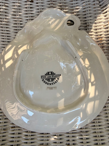 Fitz & Floyd Handcrafted China Pumpkin & Cat Wall Hanging Platter