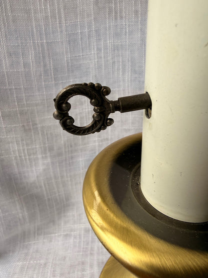 Vintage Brass Desk Lamp with Metal Shade | Ornate Turn-Key Switch