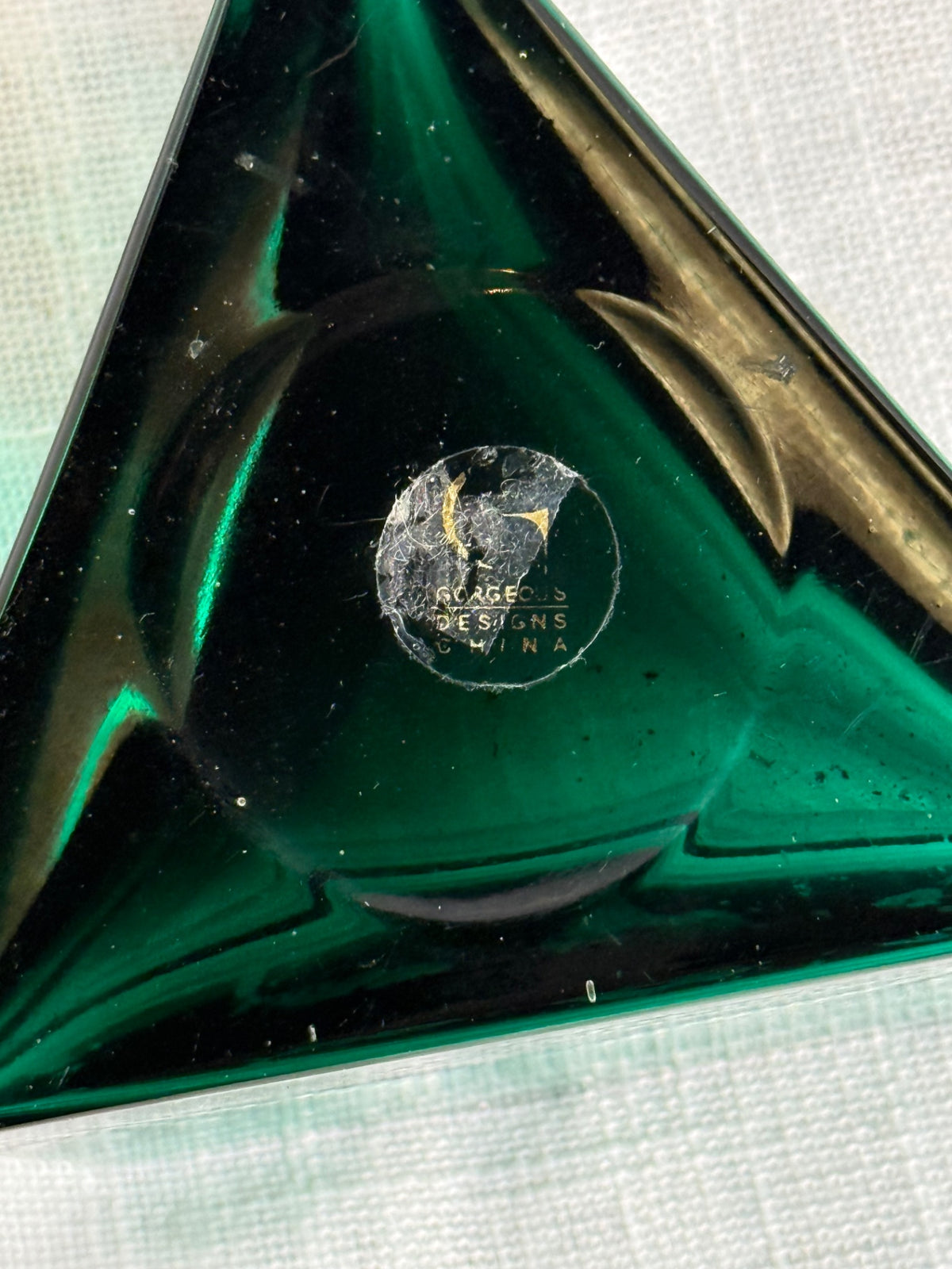 Emerald Green Geometric Art Glass Vase | Triangular Heavy Base Bowl by Gorgeous Designs