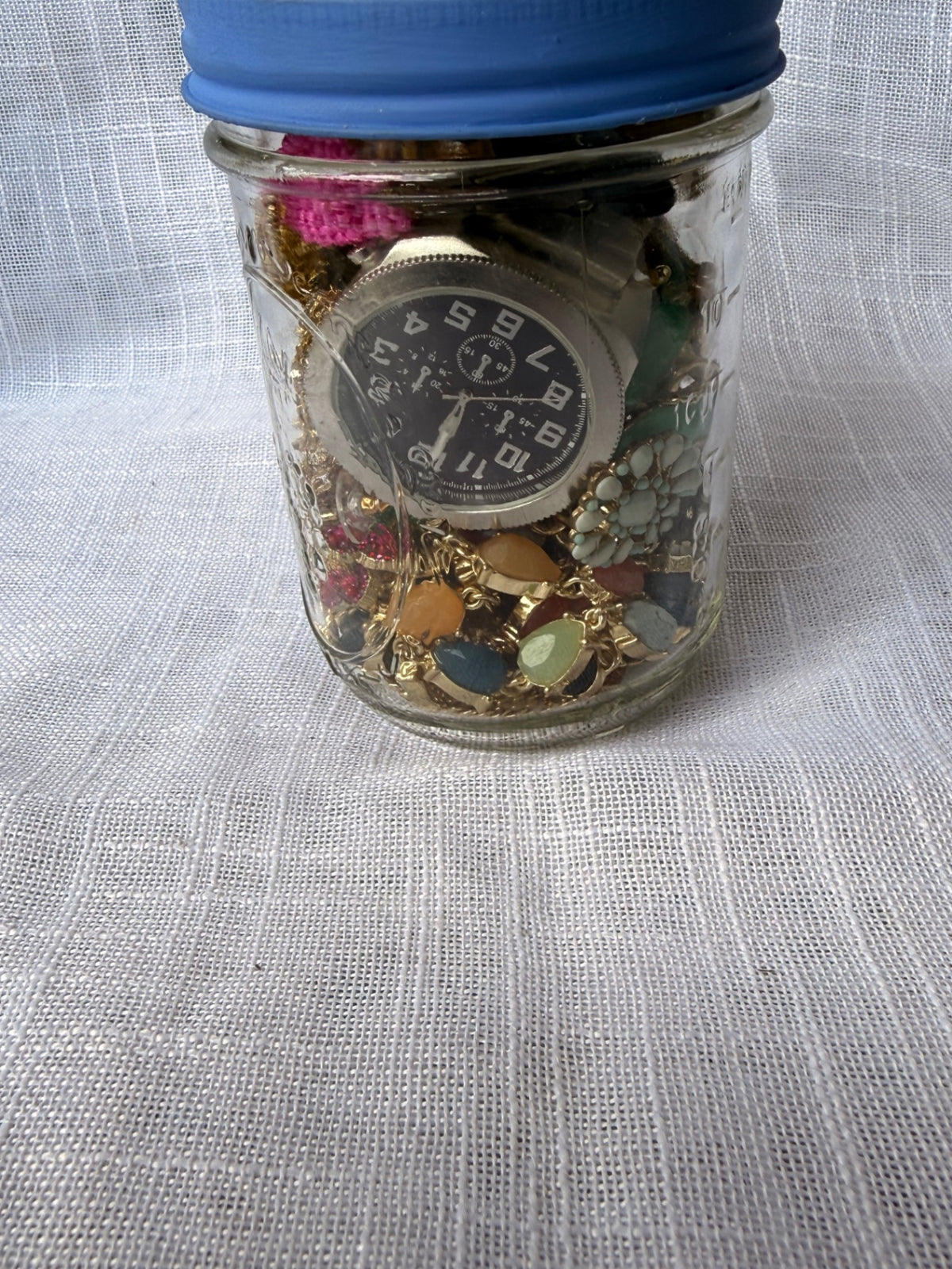 Vintage Costume Jewelry "Junk Drawer" Lot | Rhinestone Elephant & Brooches in Upcycled Cat Jar