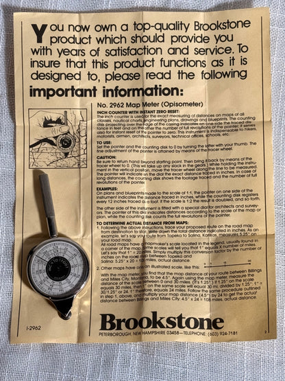 Vintage Brookstone No. 2962 Map Meter (Opisometer) | Made in Germany | w/ Original Instructions