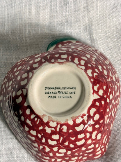 Set of 3 Ceramic Apple Shaped Nesting Bowls | Red Spongeware Country Kitchen Decor