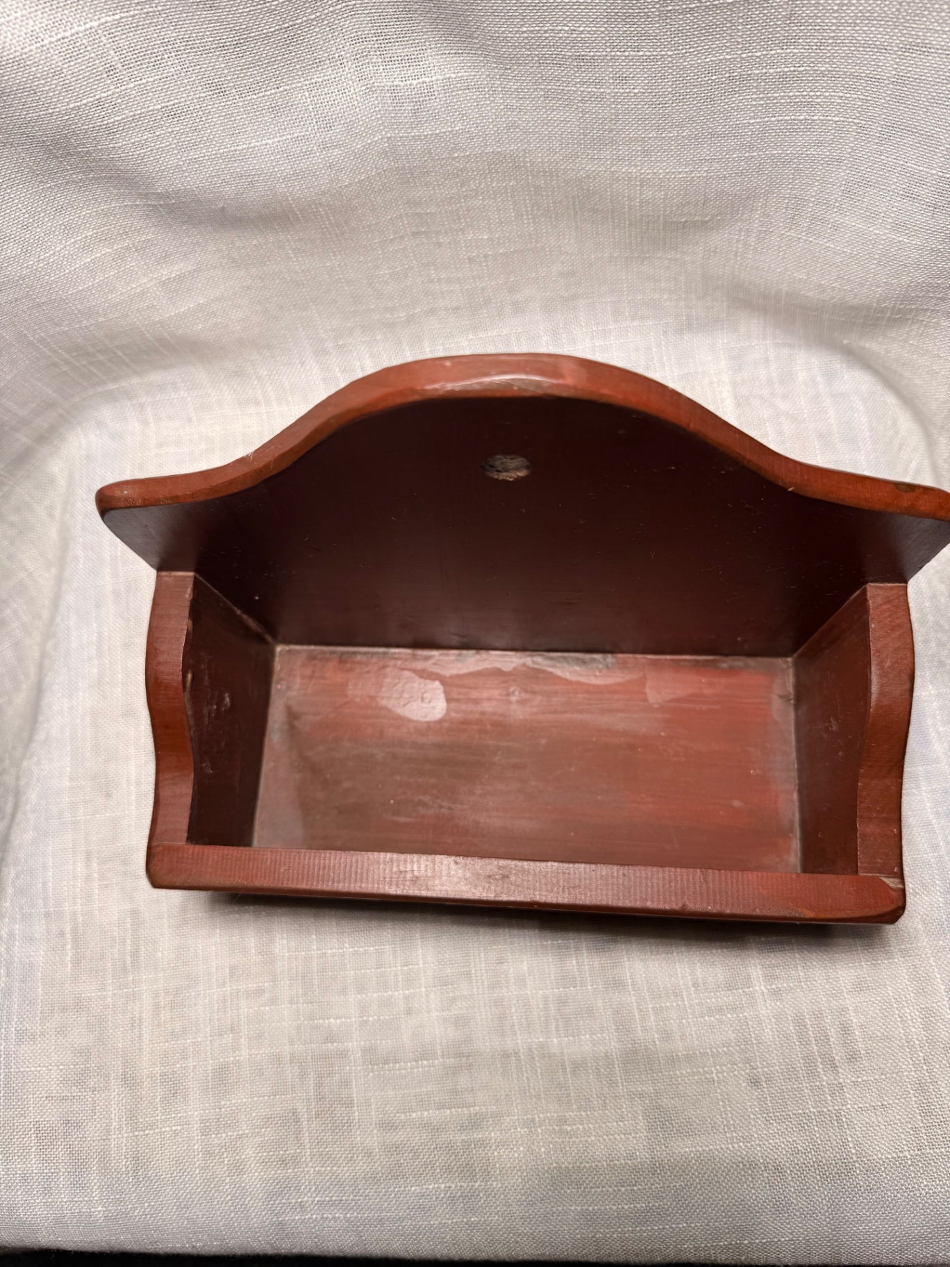 Vintage Primitive Red Wooden Wall Box | Folk Art Hand-Painted Saltbox House Mail Holder
