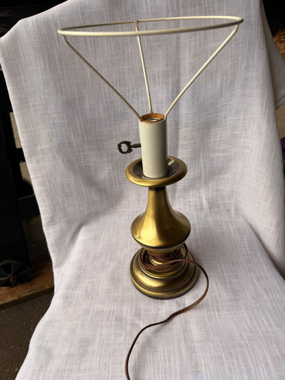 Vintage Brass Desk Lamp with Metal Shade | Ornate Turn-Key Switch
