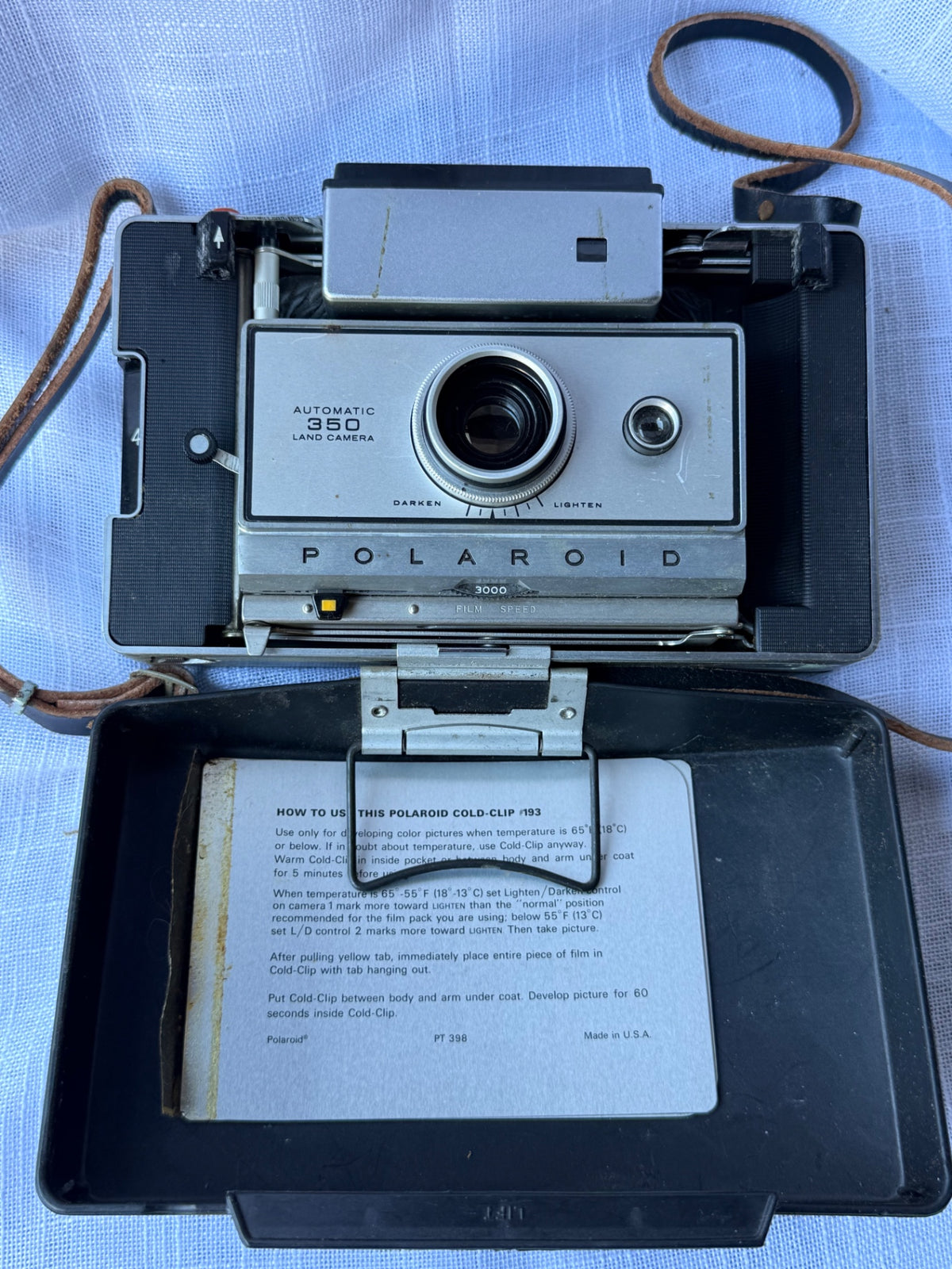 Vintage Polaroid Automatic 350 Land Camera w/ Zeiss Ikon Finder | Original Leather Case & Accessories