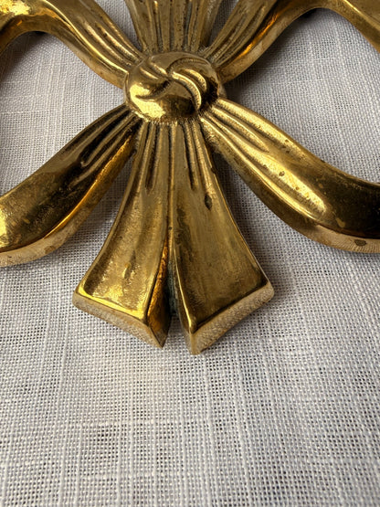 Vintage Solid Brass Bow Trivet | Ribbon Knot Kitchen & Home Decor