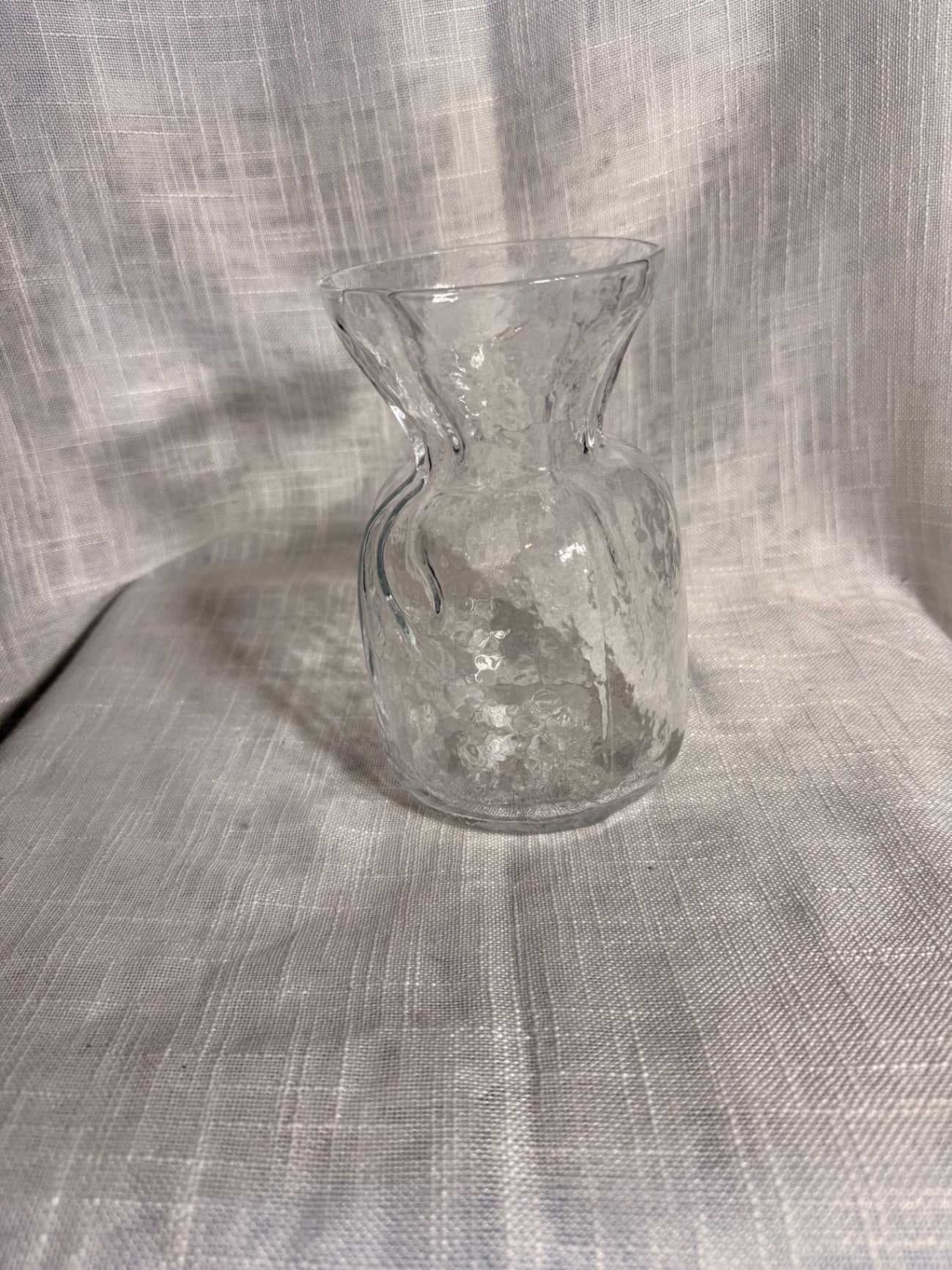 Vintage Handmade SEA of Sweden Art Glass Vase | Clear Textured "Ice Glass" Centerpiece