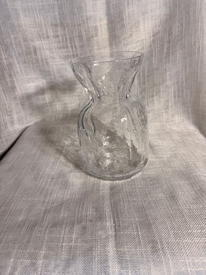 Vintage Handmade SEA of Sweden Art Glass Vase | Clear Textured "Ice Glass" Centerpiece