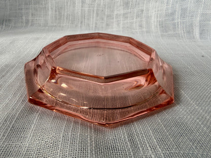 Vintage Heisey Flamingo Pink Octagon Dish | 1920s Depression Glass with Diamond "H" Mark