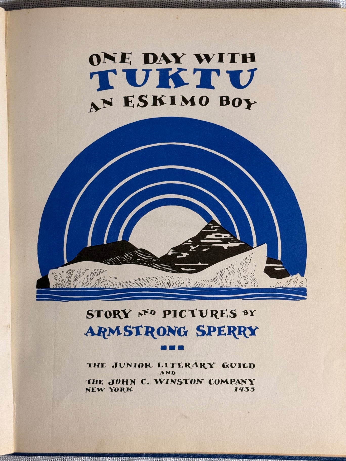 Antique 1935 "One Day with Tuktu" Hardcover Book | Armstrong Sperry Illustrated Children's Literature