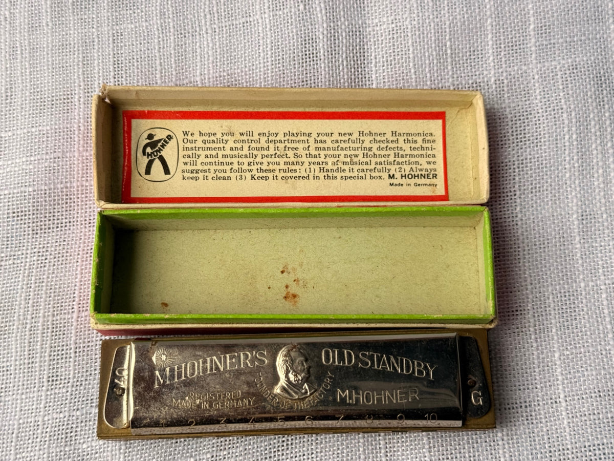 Vintage M. Hohner "Old Standby" Harmonica No. 34 B | Key of G | Made in Germany w/ Original Box
