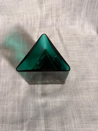 Emerald Green Geometric Art Glass Vase | Triangular Heavy Base Bowl by Gorgeous Designs