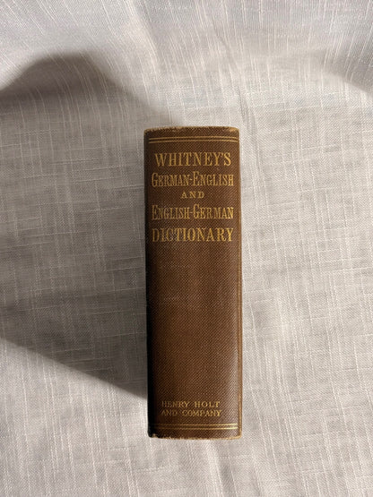 Antique 1905 Whitney's German-English Dictionary | Henry Holt & Co. Hardcover Reference Book