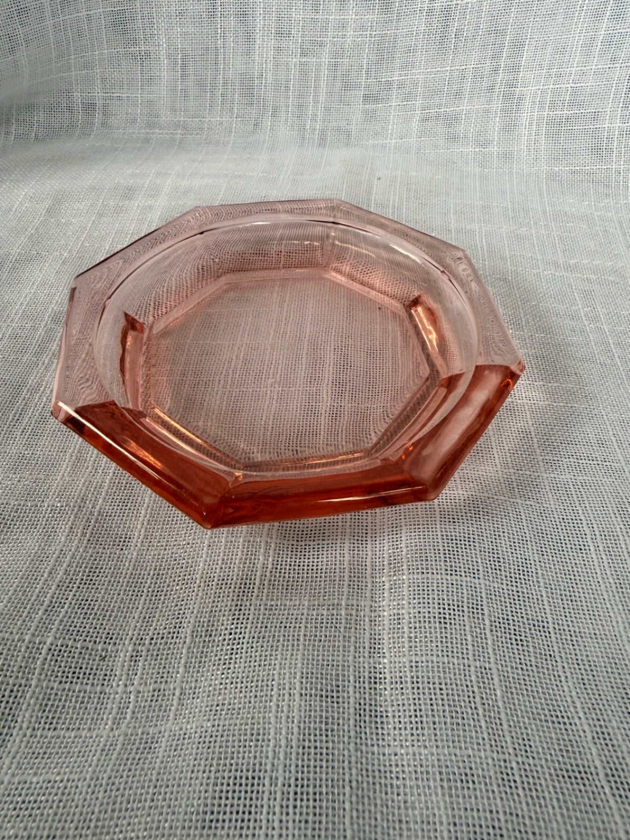 Vintage Heisey Flamingo Pink Octagon Dish | 1920s Depression Glass with Diamond "H" Mark