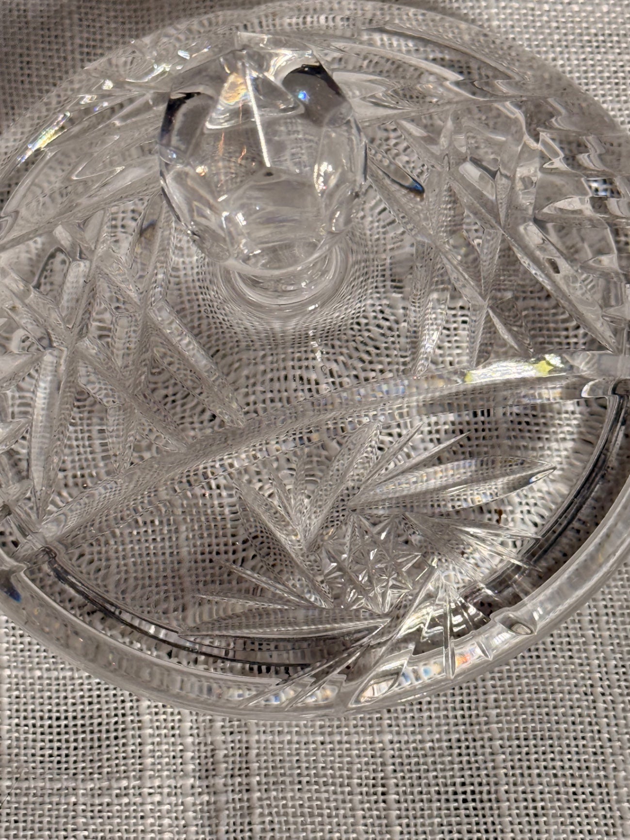 Vintage Clear Pressed Glass Lidded Candy Dish | 3-Footed Pinwheel Star Trinket Box