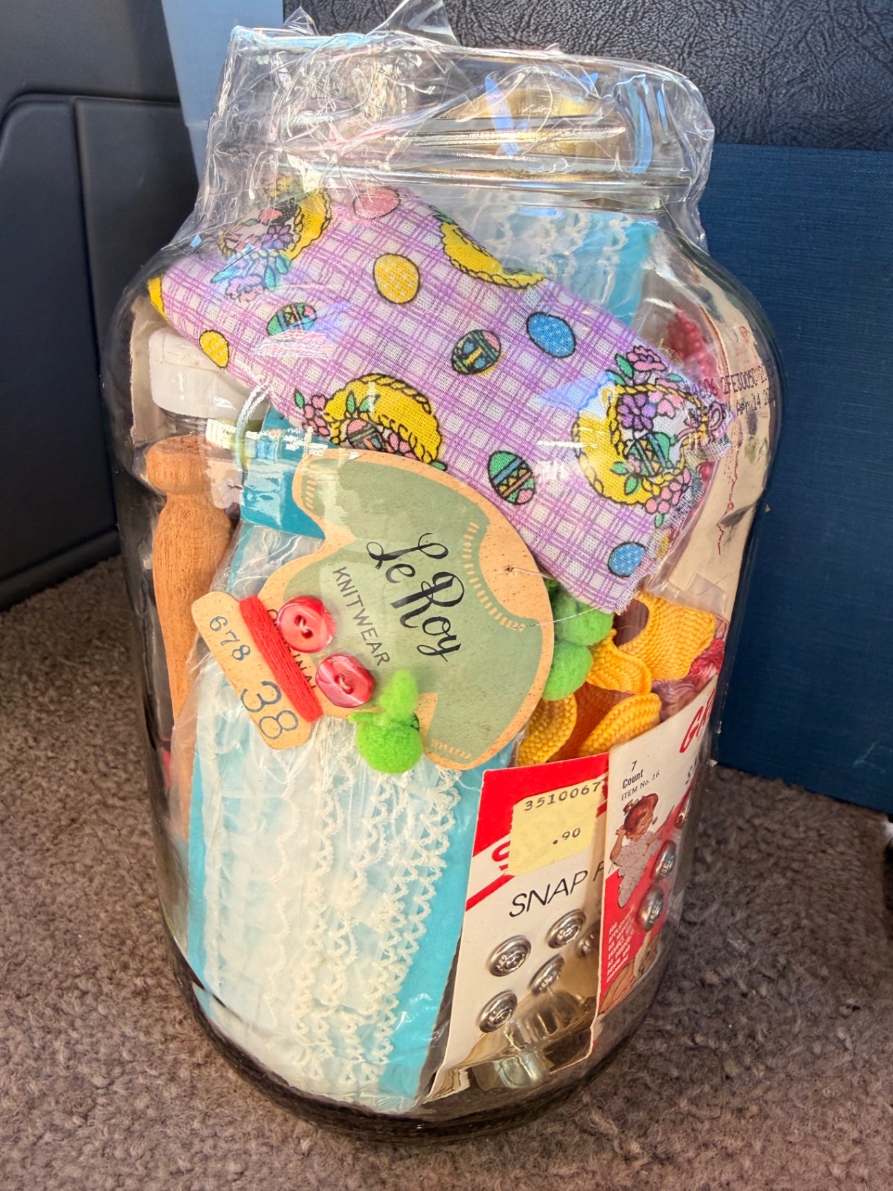 Curated Vintage Haberdashery Jar: Sewing Smalls, Snaps, & Crochet Hooks