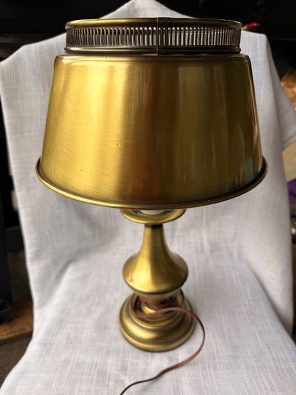 Vintage Brass Desk Lamp with Metal Shade | Ornate Turn-Key Switch