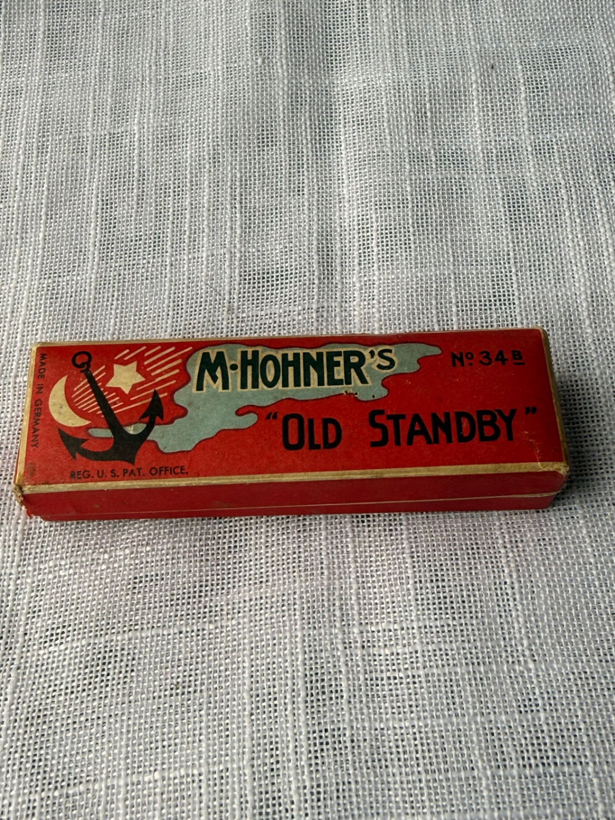 Vintage M. Hohner "Old Standby" Harmonica No. 34 B | Key of G | Made in Germany w/ Original Box