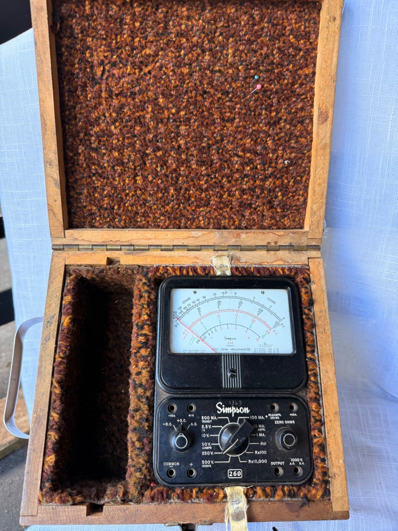 Vintage Simpson 260 Series 6 Multimeter in Custom Wooden Case | w/ Amprobe Clamp Meter & Leads