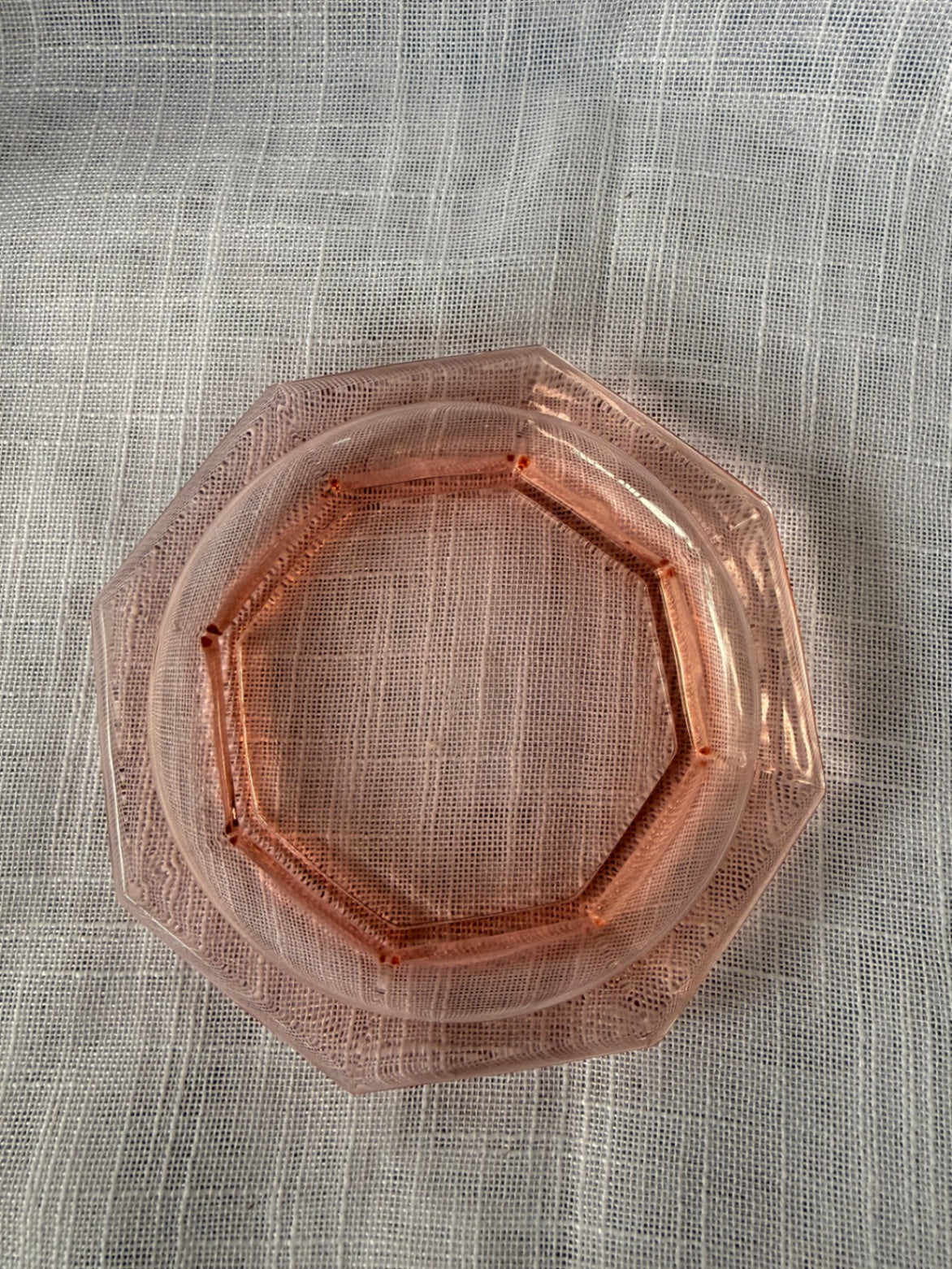 Vintage Heisey Flamingo Pink Octagon Dish | 1920s Depression Glass with Diamond "H" Mark