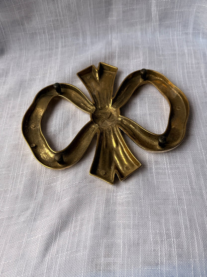 Vintage Solid Brass Bow Trivet | Ribbon Knot Kitchen & Home Decor