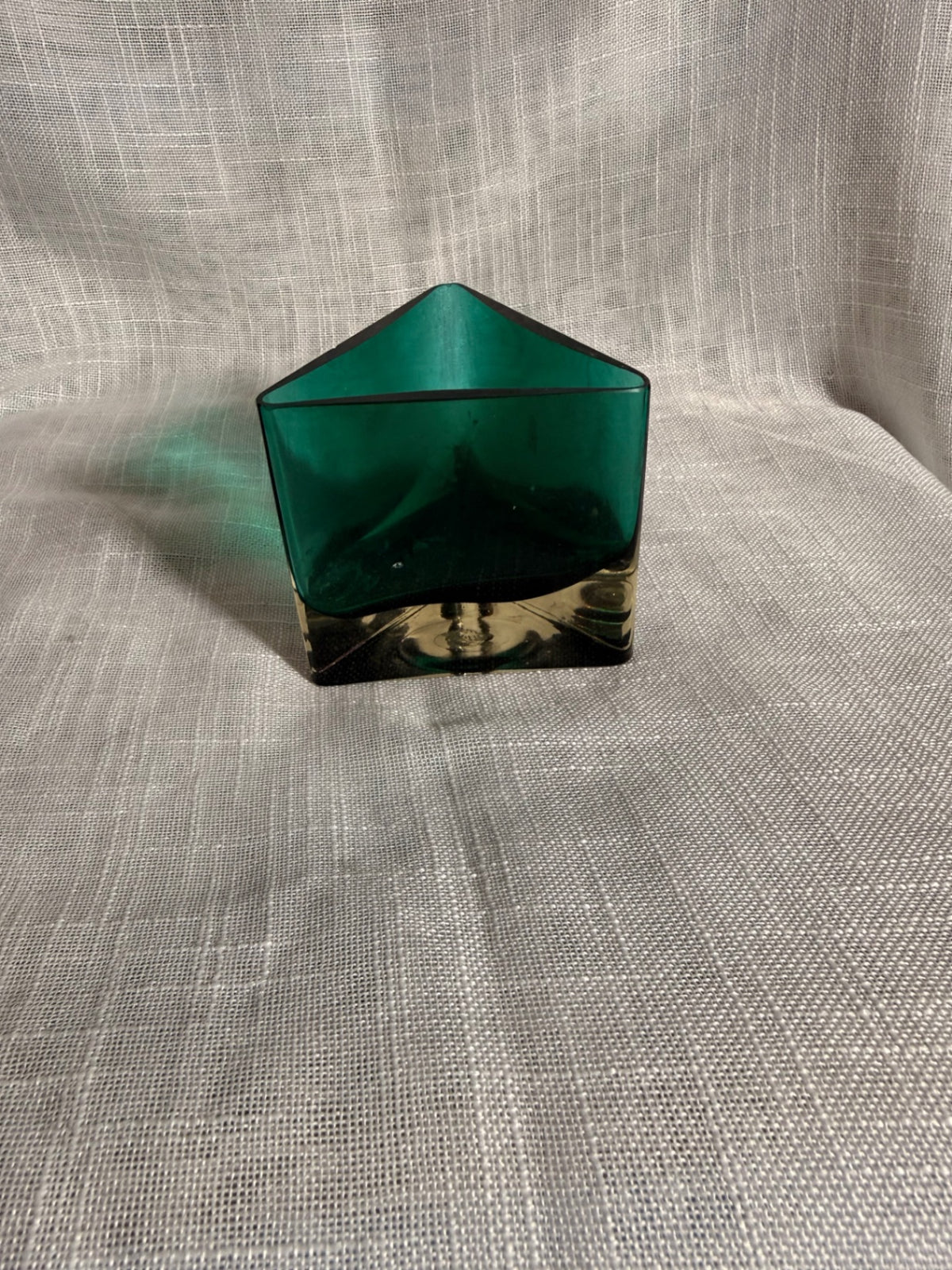 Emerald Green Geometric Art Glass Vase | Triangular Heavy Base Bowl by Gorgeous Designs