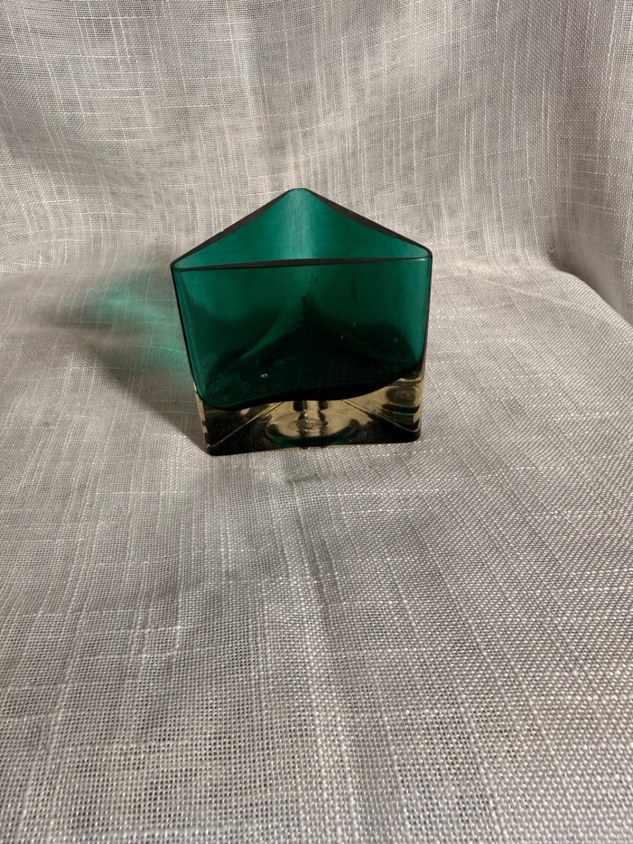 Emerald Green Geometric Art Glass Vase | Triangular Heavy Base Bowl by Gorgeous Designs