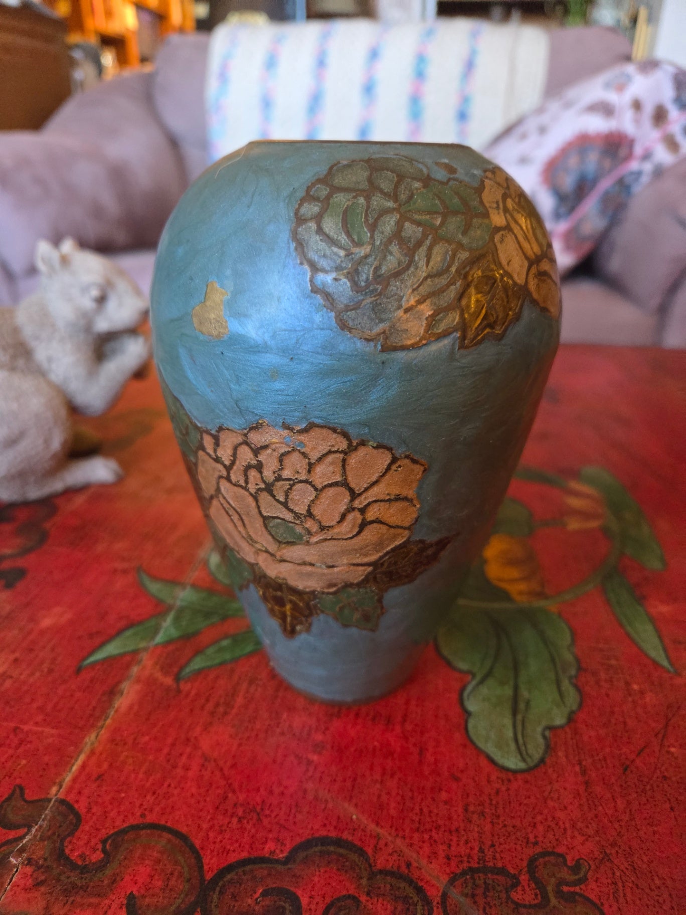 Solid brass cloissone vase