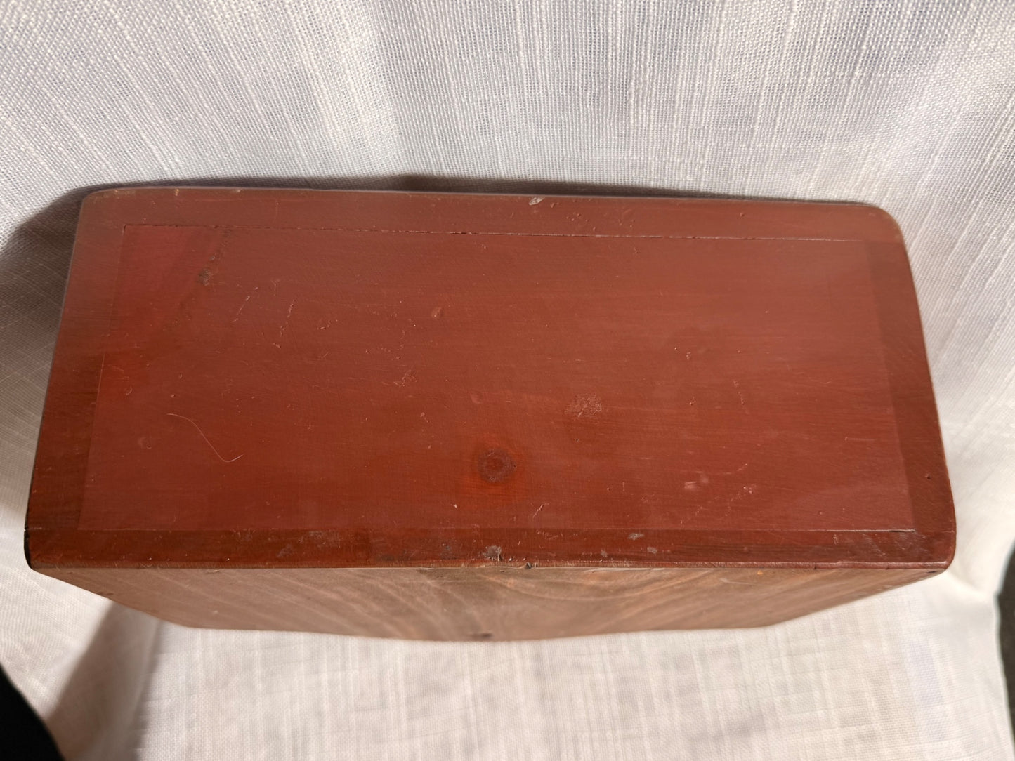 Vintage Primitive Red Wooden Wall Box | Folk Art Hand-Painted Saltbox House Mail Holder