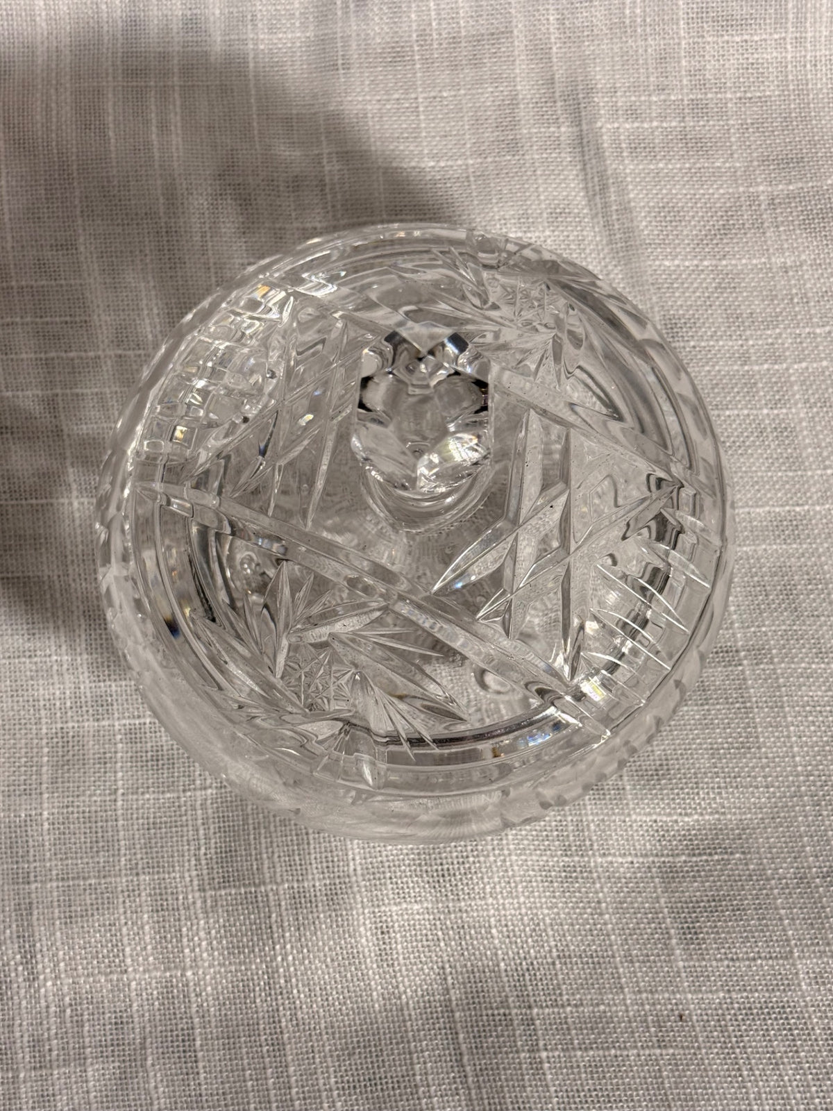 Vintage Clear Pressed Glass Lidded Candy Dish | 3-Footed Pinwheel Star Trinket Box