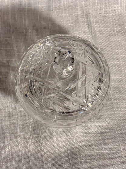 Vintage Clear Pressed Glass Lidded Candy Dish | 3-Footed Pinwheel Star Trinket Box
