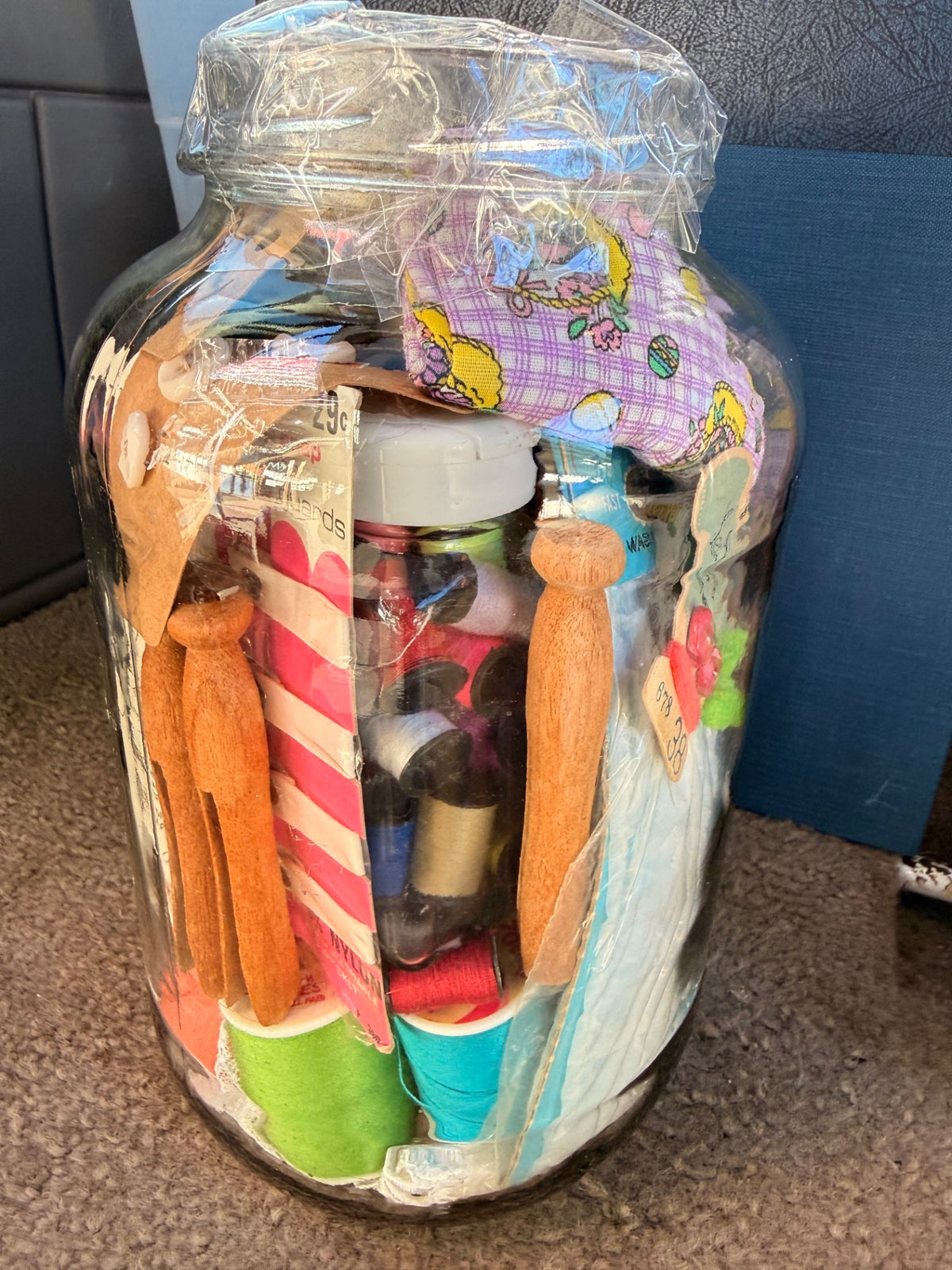 Curated Vintage Haberdashery Jar: Sewing Smalls, Snaps, & Crochet Hooks