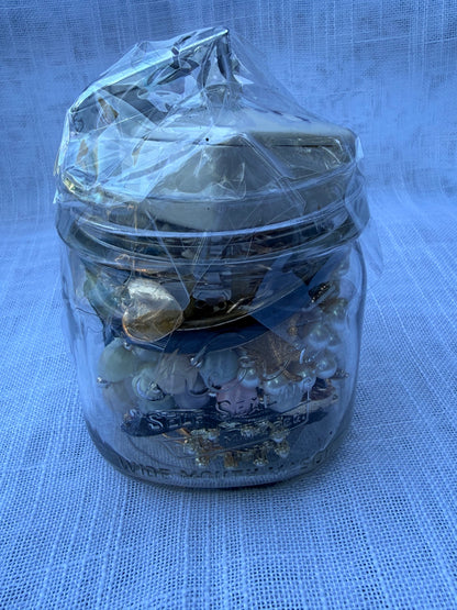 Vintage Jewelry & Ephemera "Junk Drawer" Lot | Retro Playboy Lighter & Pearls in Kerr Mason Jar
