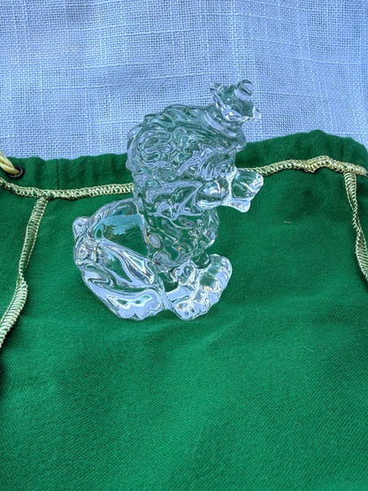 Vintage Clear Art Glass Seated Lion Figurine | Solid Heavyweight Crystal Desk Paperweight
