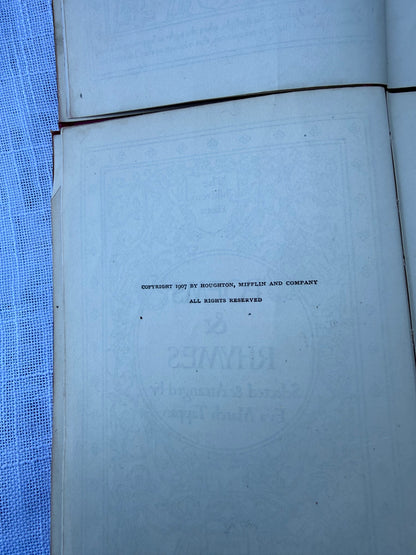 Set of 2 Antique 1907 "The Children's Hour" Books | Red Cloth Dark Academia Library Decor