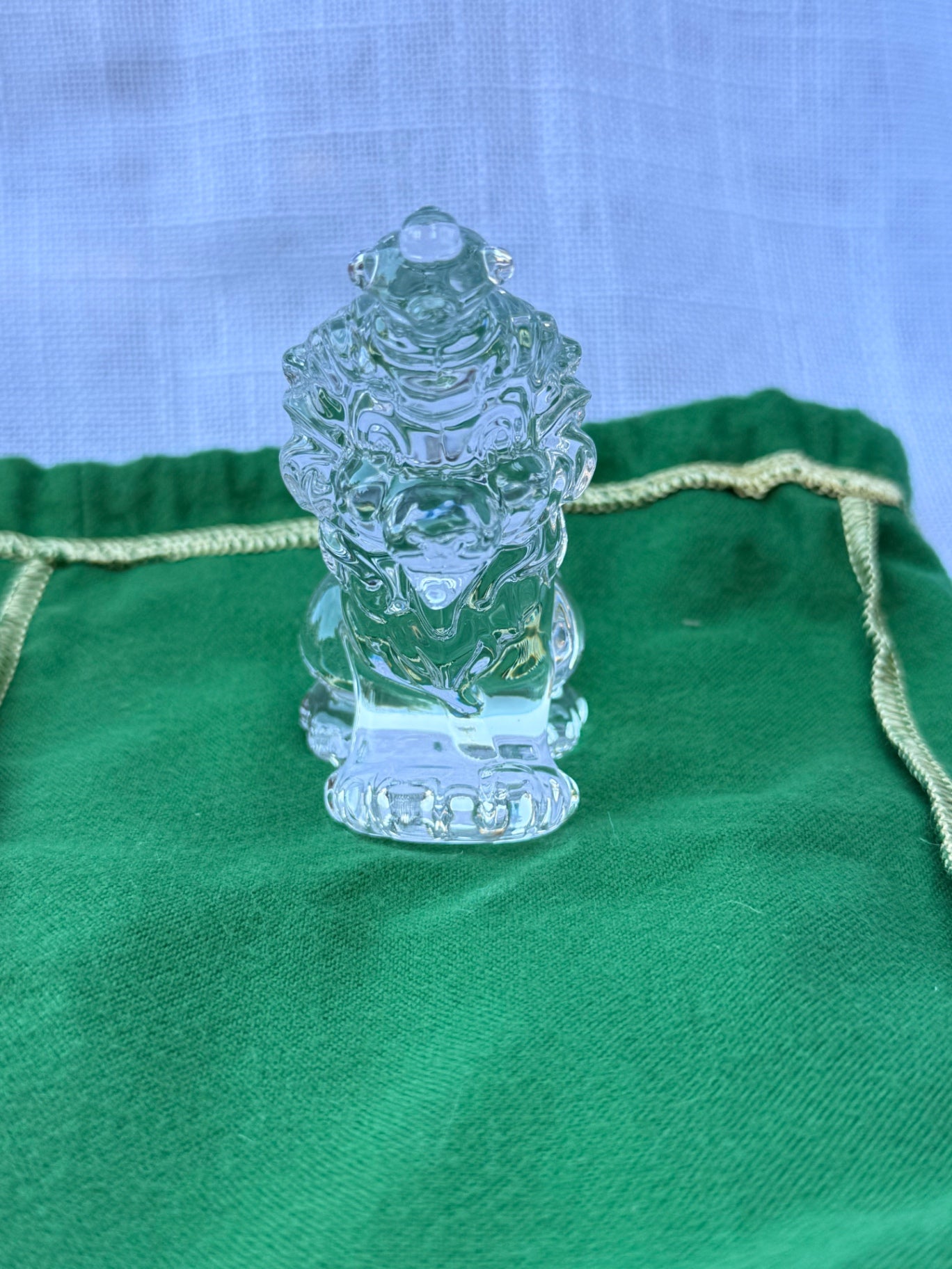 Vintage Clear Art Glass Seated Lion Figurine | Solid Heavyweight Crystal Desk Paperweight