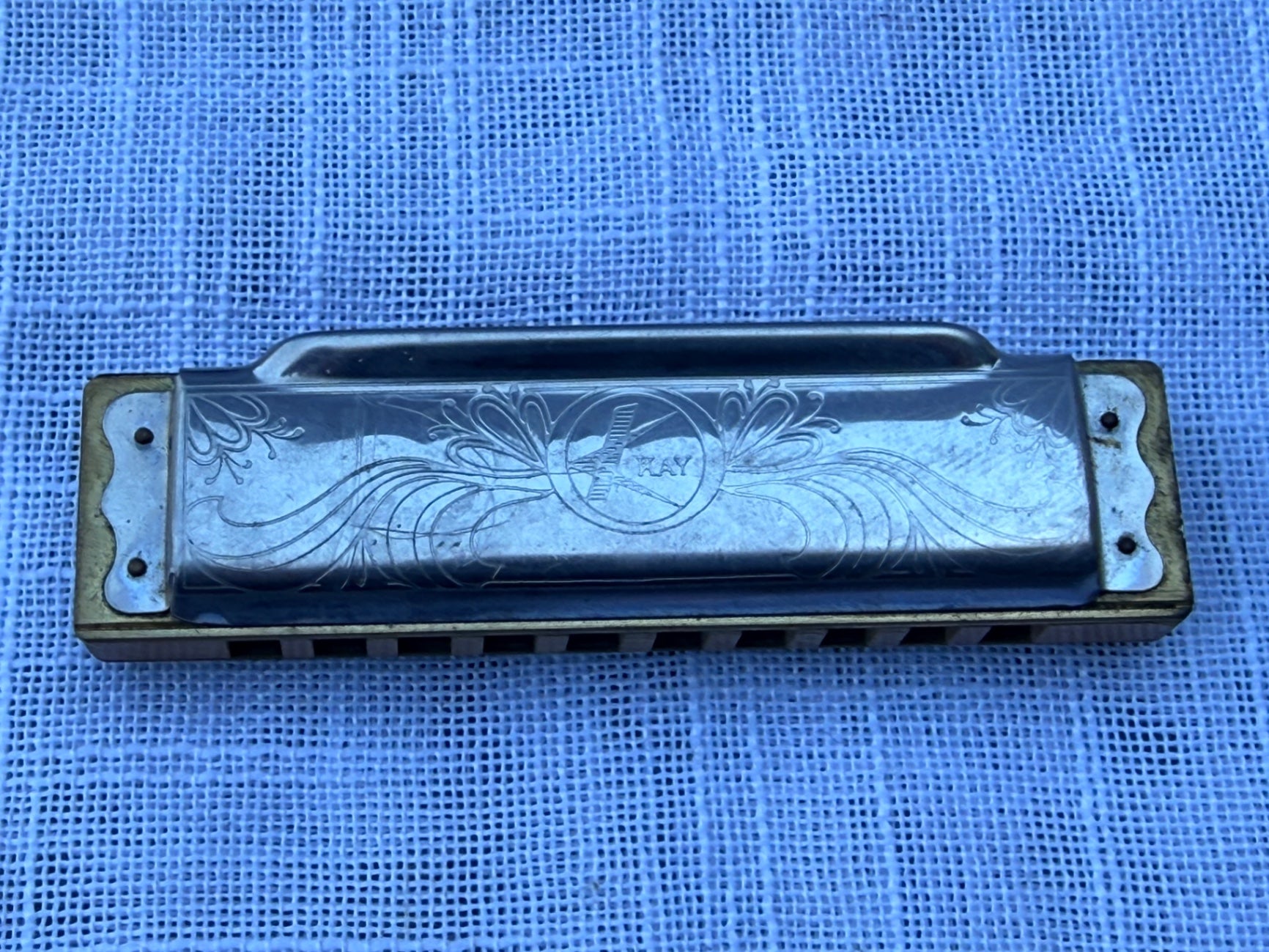 Vintage Kay "St. Louis" Harmonica in Key of G | Ornate Engraved Blues Harp with Original Case