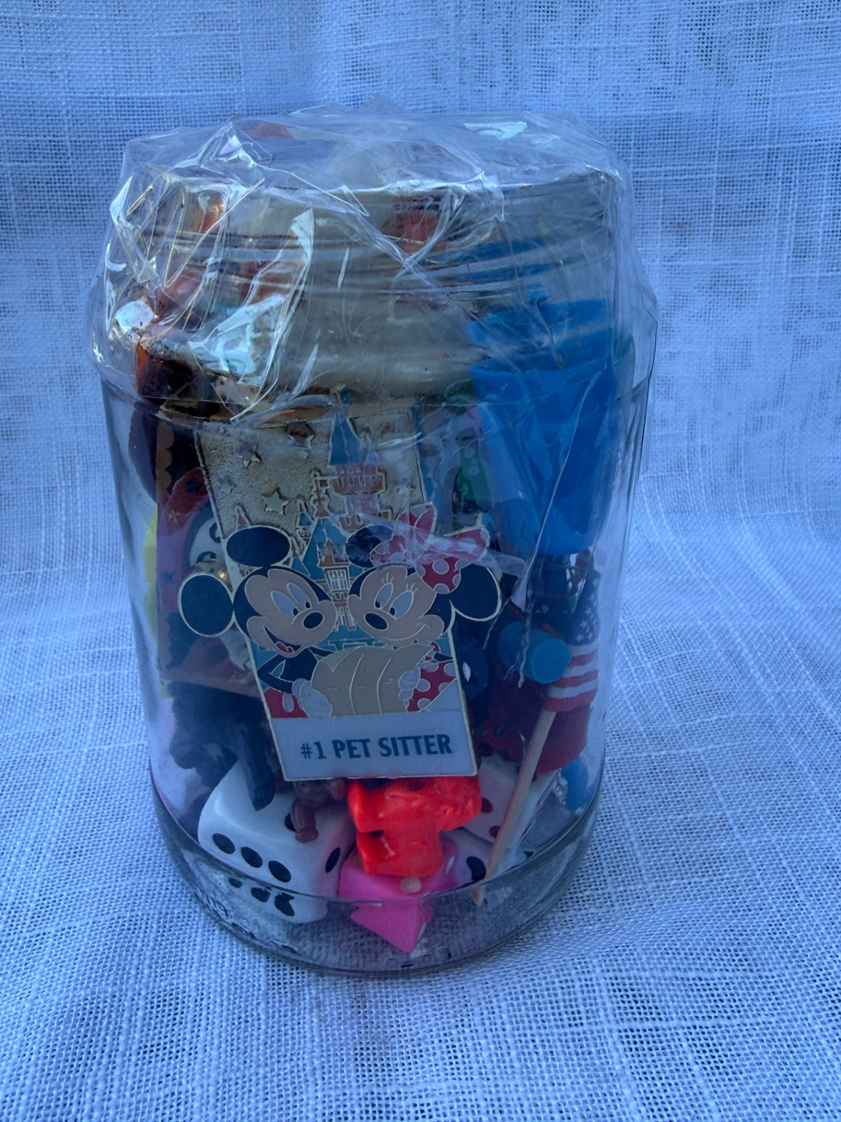 Vintage Toy & Ephemera "Junk Drawer" Lot | Mickey Mouse Pin & Astronaut in Mason Jar