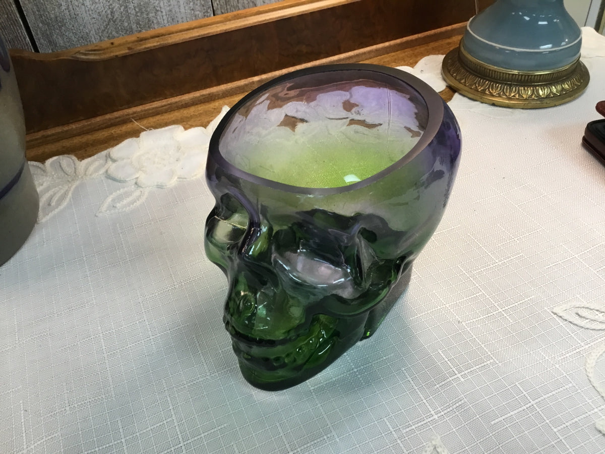 Green glass skull